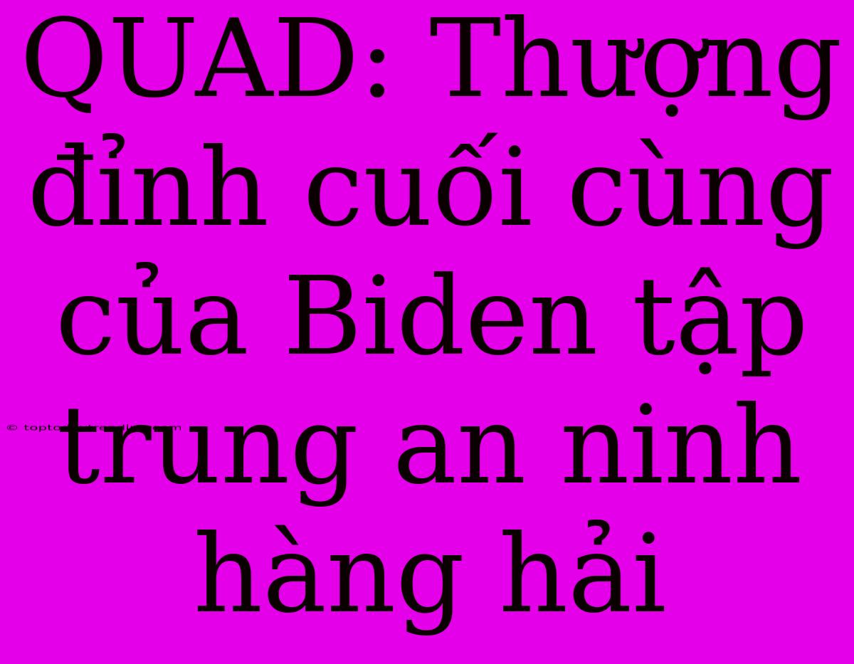 QUAD: Thượng Đỉnh Cuối Cùng Của Biden Tập Trung An Ninh Hàng Hải