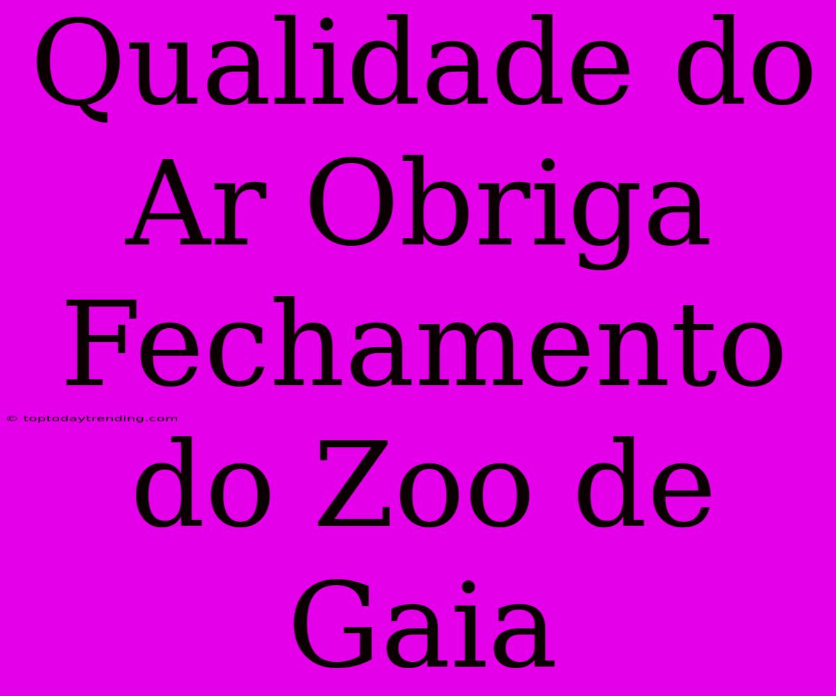 Qualidade Do Ar Obriga Fechamento Do Zoo De Gaia