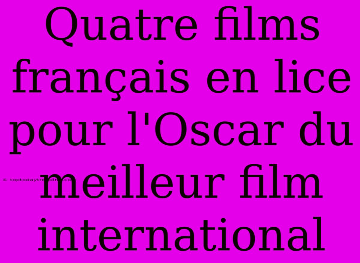 Quatre Films Français En Lice Pour L'Oscar Du Meilleur Film International