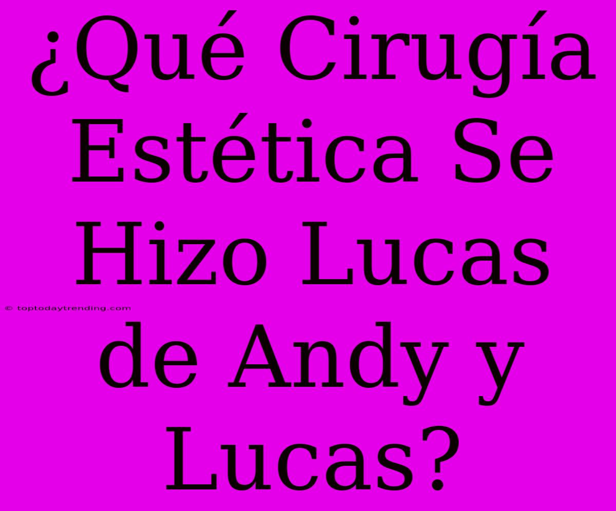 ¿Qué Cirugía Estética Se Hizo Lucas De Andy Y Lucas?