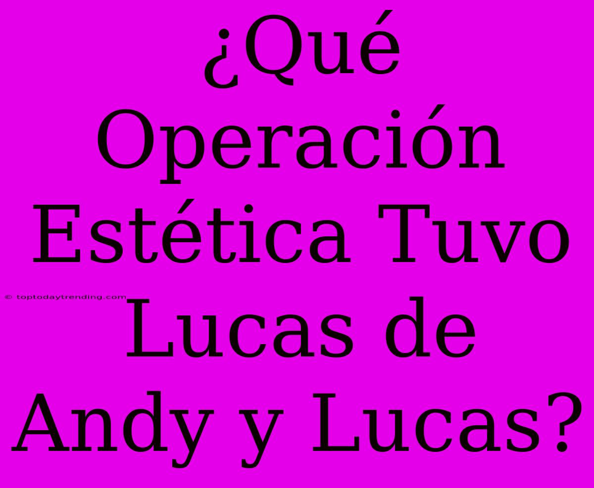 ¿Qué Operación Estética Tuvo Lucas De Andy Y Lucas?