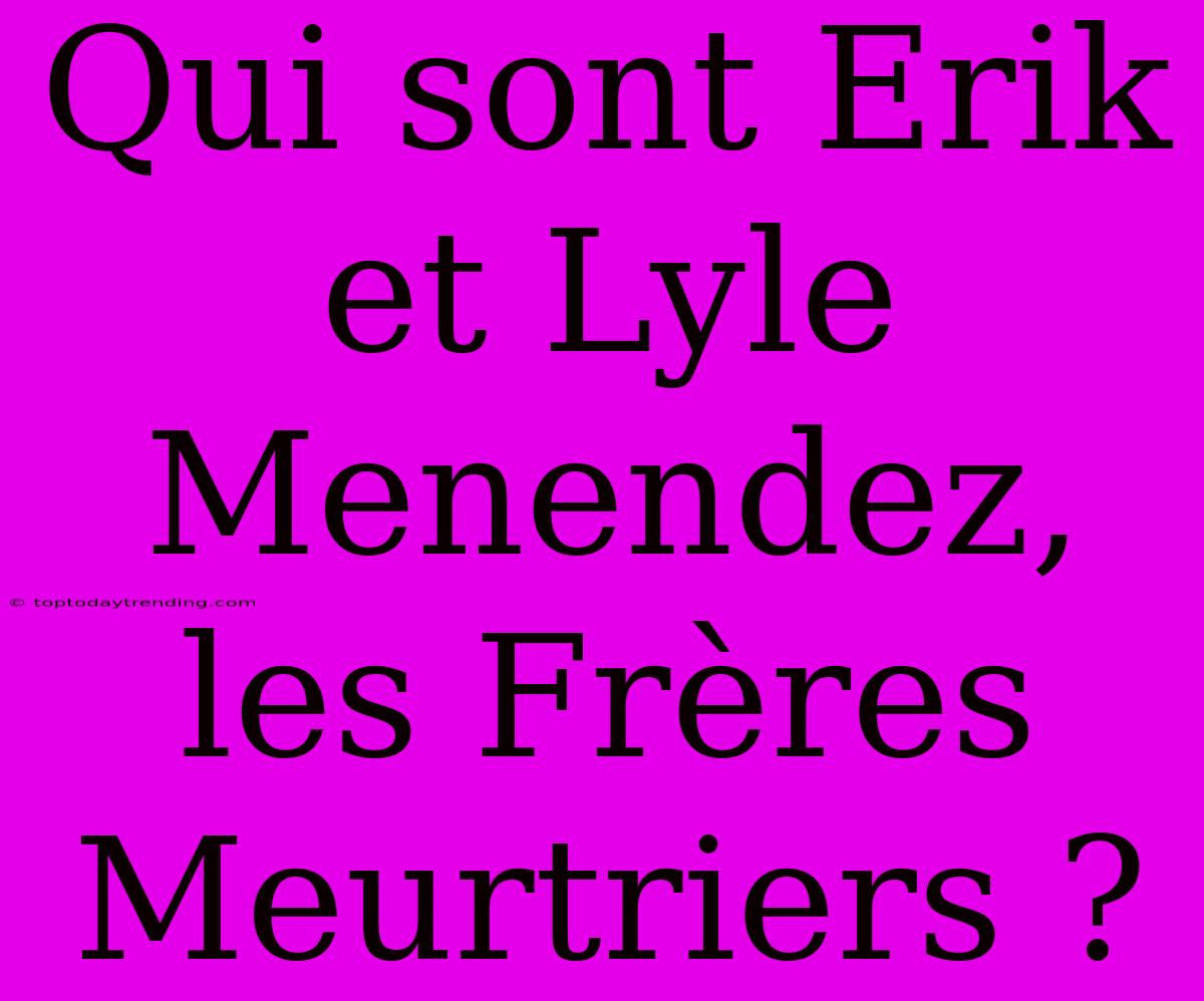 Qui Sont Erik Et Lyle Menendez, Les Frères Meurtriers ?