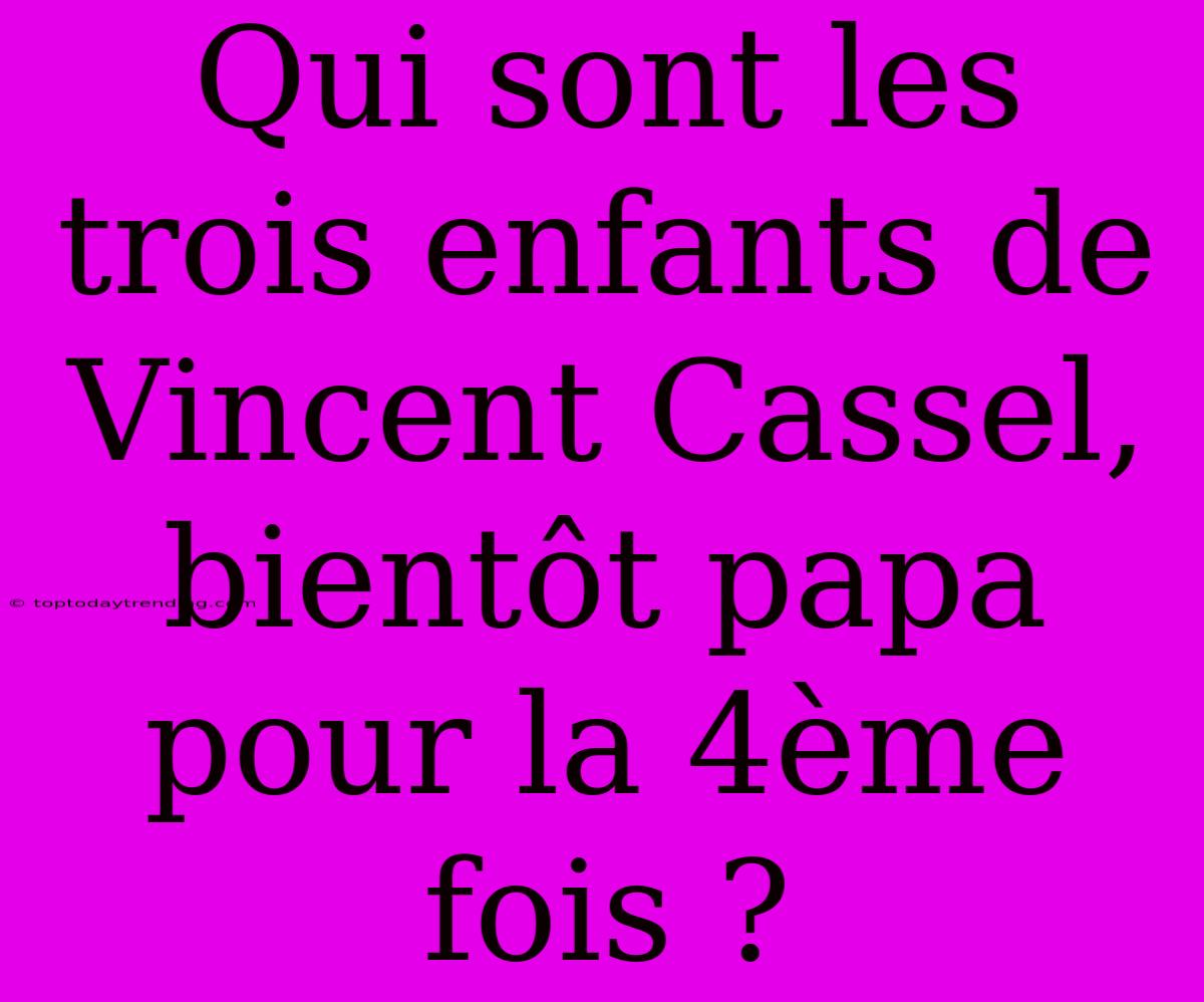 Qui Sont Les Trois Enfants De Vincent Cassel, Bientôt Papa Pour La 4ème Fois ?