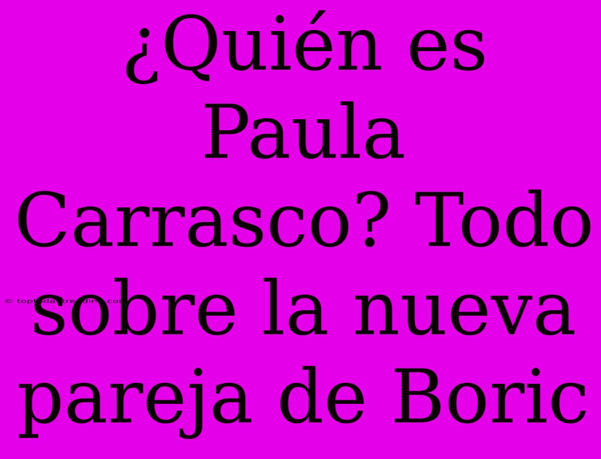 ¿Quién Es Paula Carrasco? Todo Sobre La Nueva Pareja De Boric