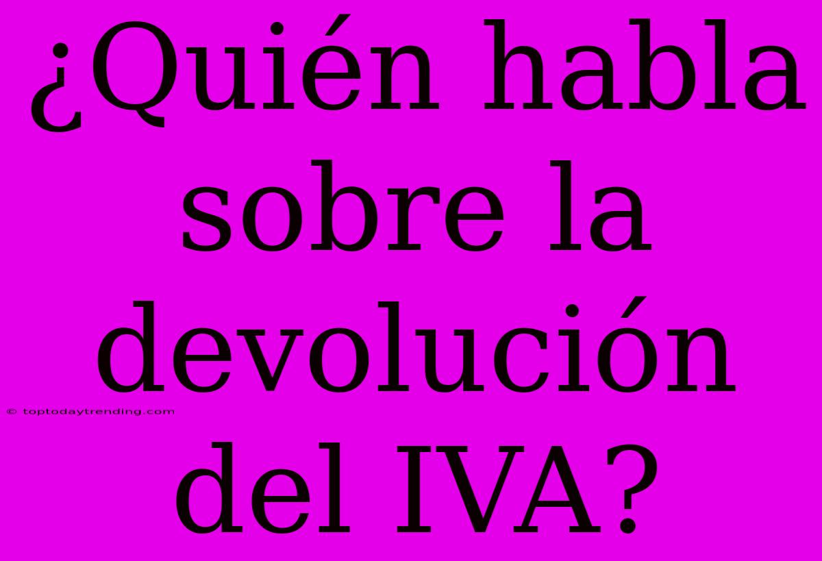 ¿Quién Habla Sobre La Devolución Del IVA?