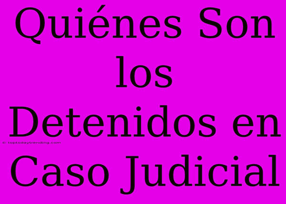 Quiénes Son Los Detenidos En Caso Judicial