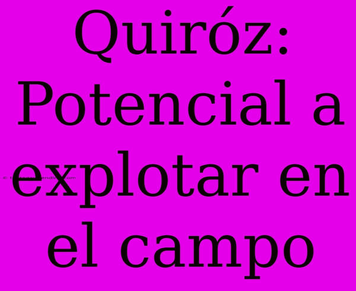 Quiróz: Potencial A Explotar En El Campo