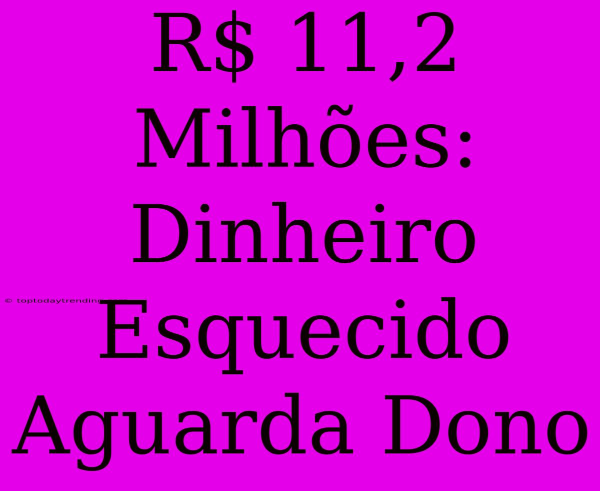 R$ 11,2 Milhões: Dinheiro Esquecido Aguarda Dono