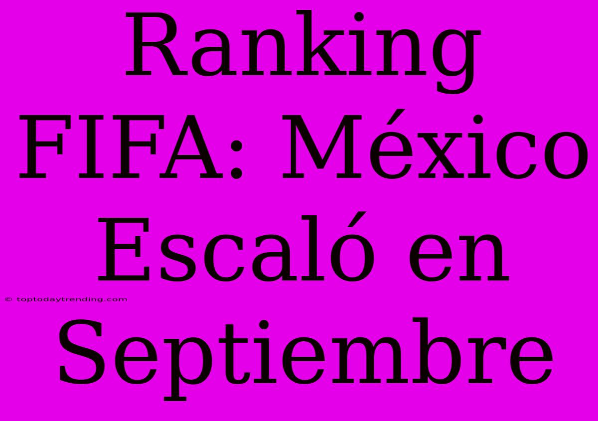 Ranking FIFA: México Escaló En Septiembre