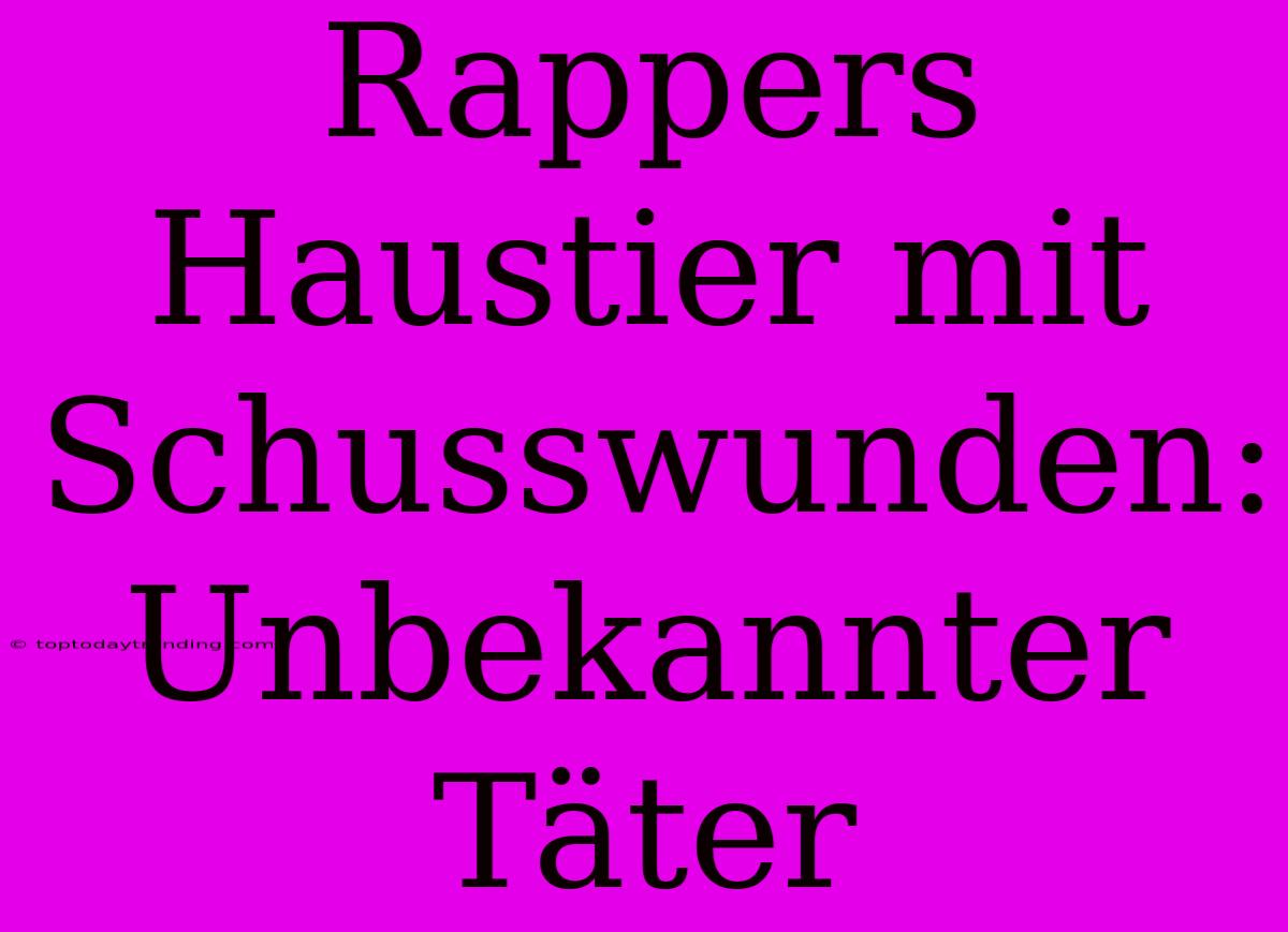 Rappers Haustier Mit Schusswunden: Unbekannter Täter