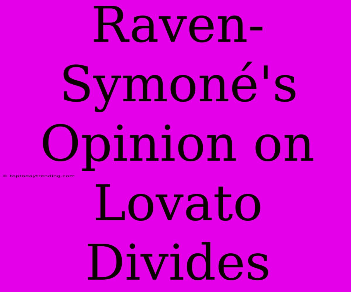 Raven-Symoné's Opinion On Lovato Divides