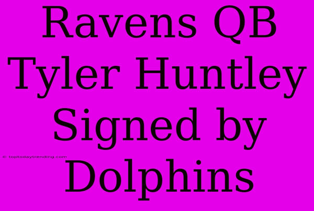 Ravens QB Tyler Huntley Signed By Dolphins