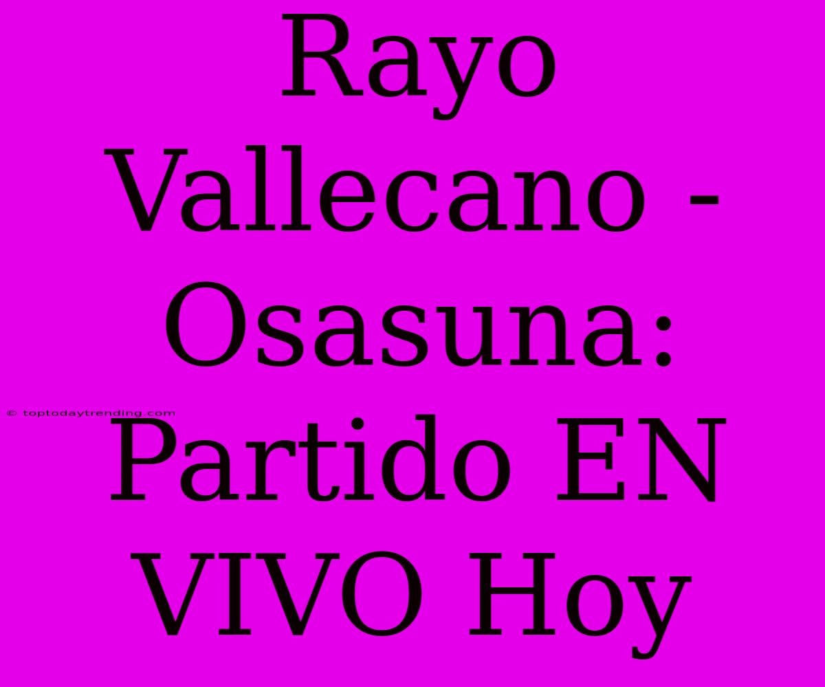 Rayo Vallecano - Osasuna: Partido EN VIVO Hoy