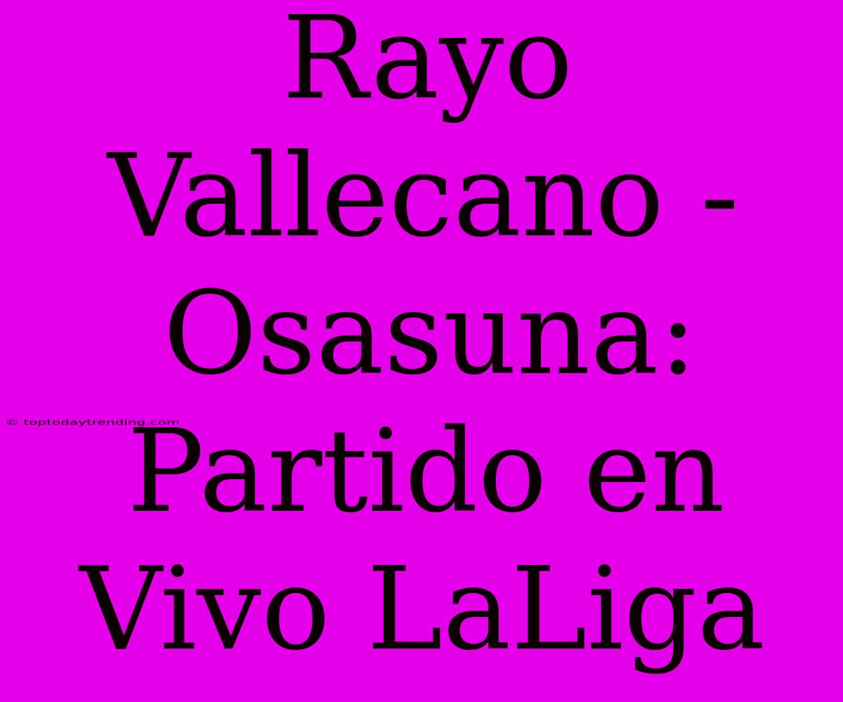 Rayo Vallecano - Osasuna: Partido En Vivo LaLiga