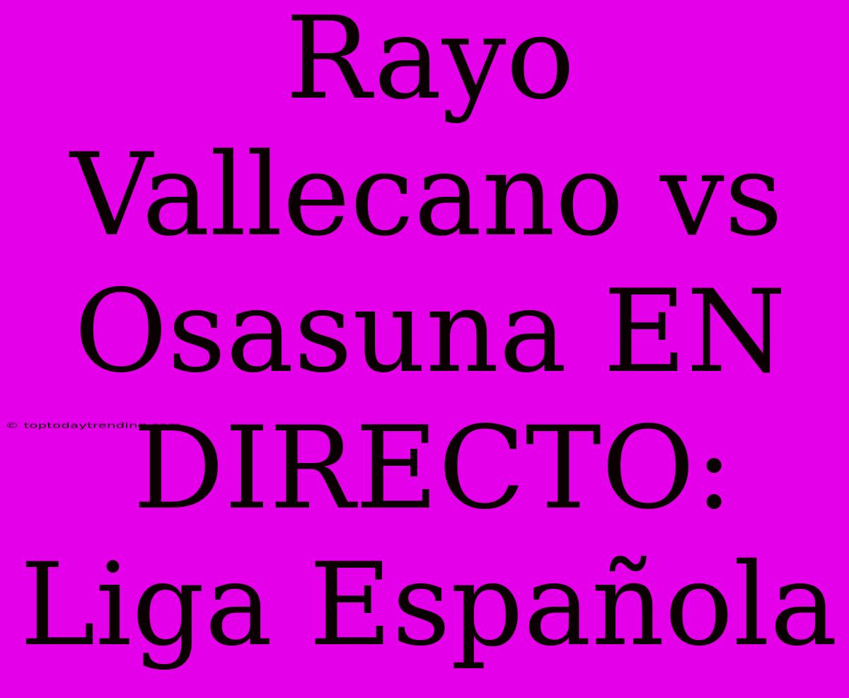 Rayo Vallecano Vs Osasuna EN DIRECTO: Liga Española