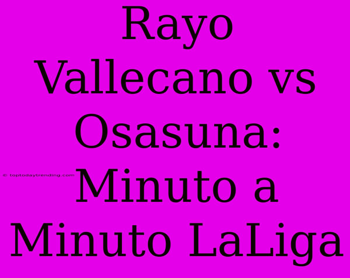 Rayo Vallecano Vs Osasuna: Minuto A Minuto LaLiga