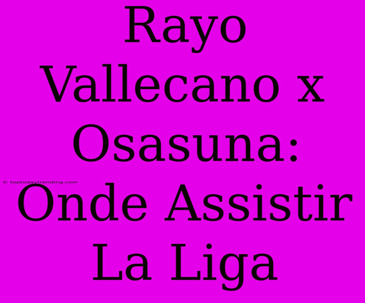 Rayo Vallecano X Osasuna: Onde Assistir La Liga