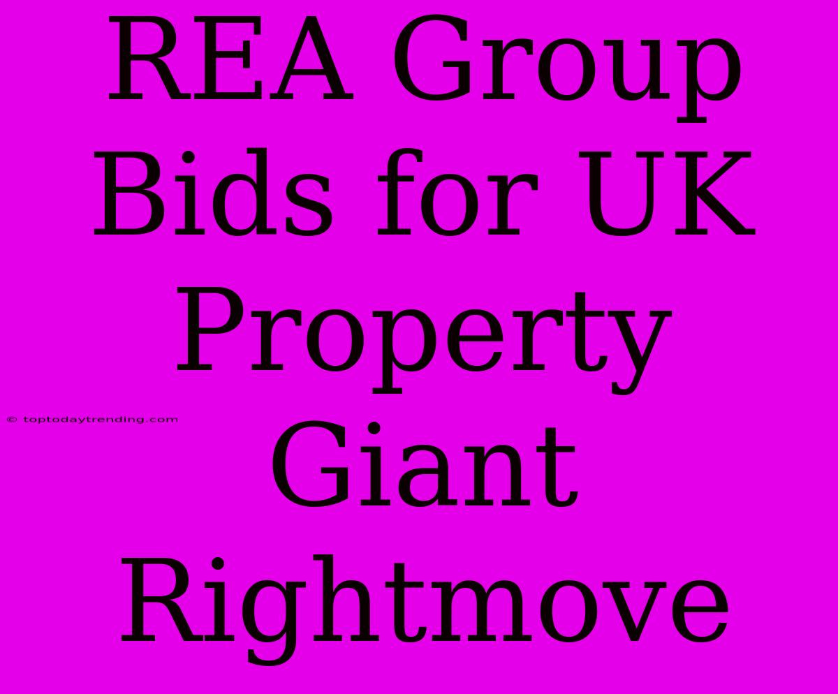 REA Group Bids For UK Property Giant Rightmove