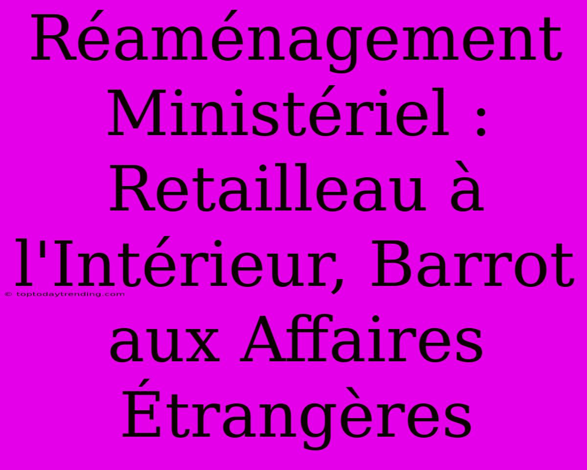 Réaménagement Ministériel : Retailleau À L'Intérieur, Barrot Aux Affaires Étrangères