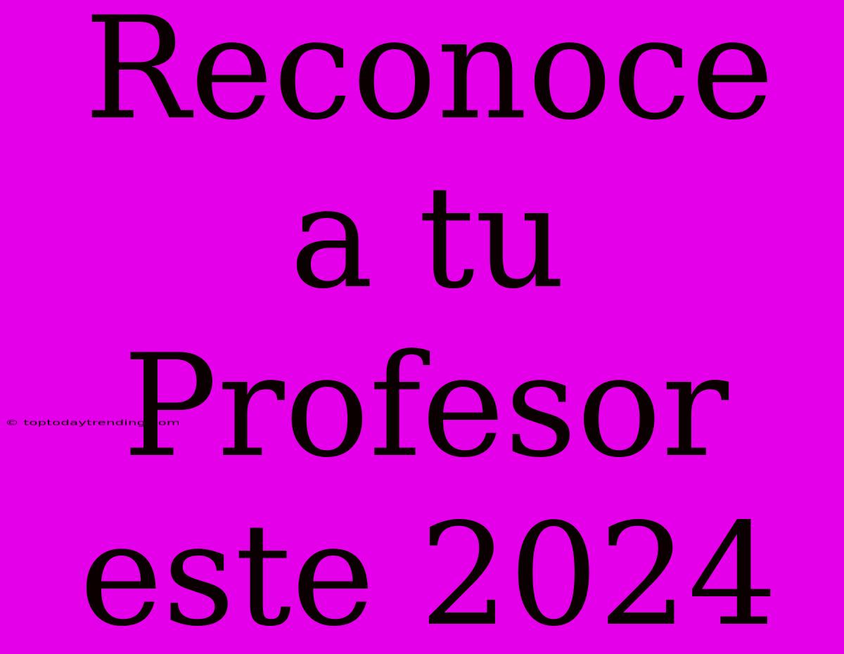 Reconoce A Tu Profesor Este 2024