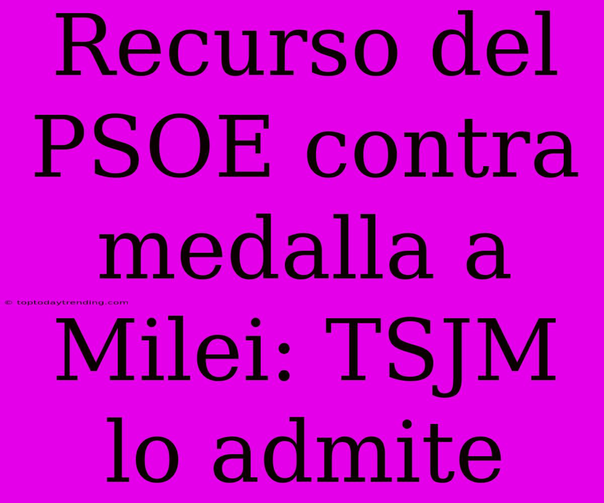 Recurso Del PSOE Contra Medalla A Milei: TSJM Lo Admite