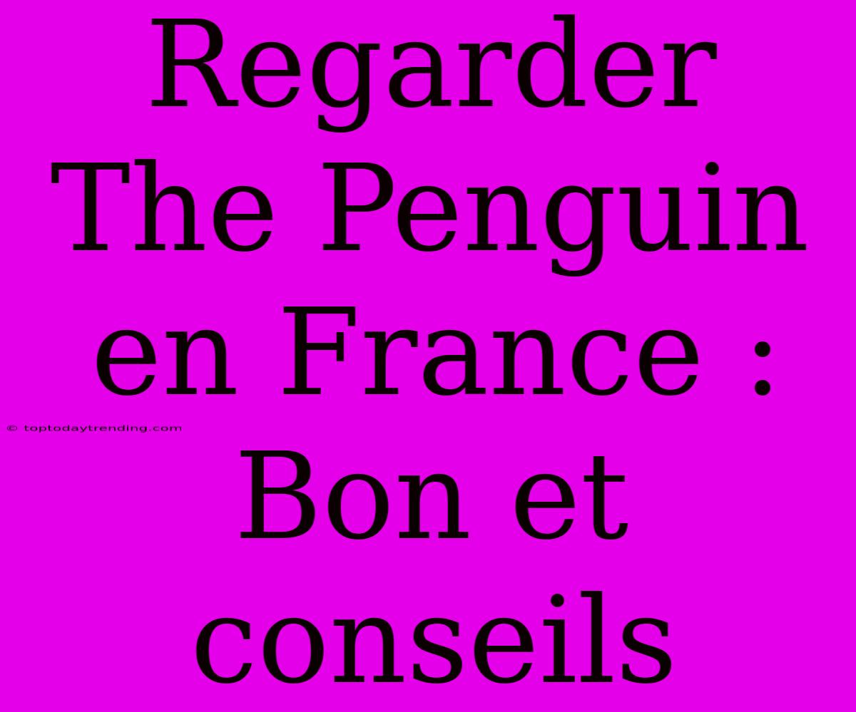 Regarder The Penguin En France : Bon Et Conseils