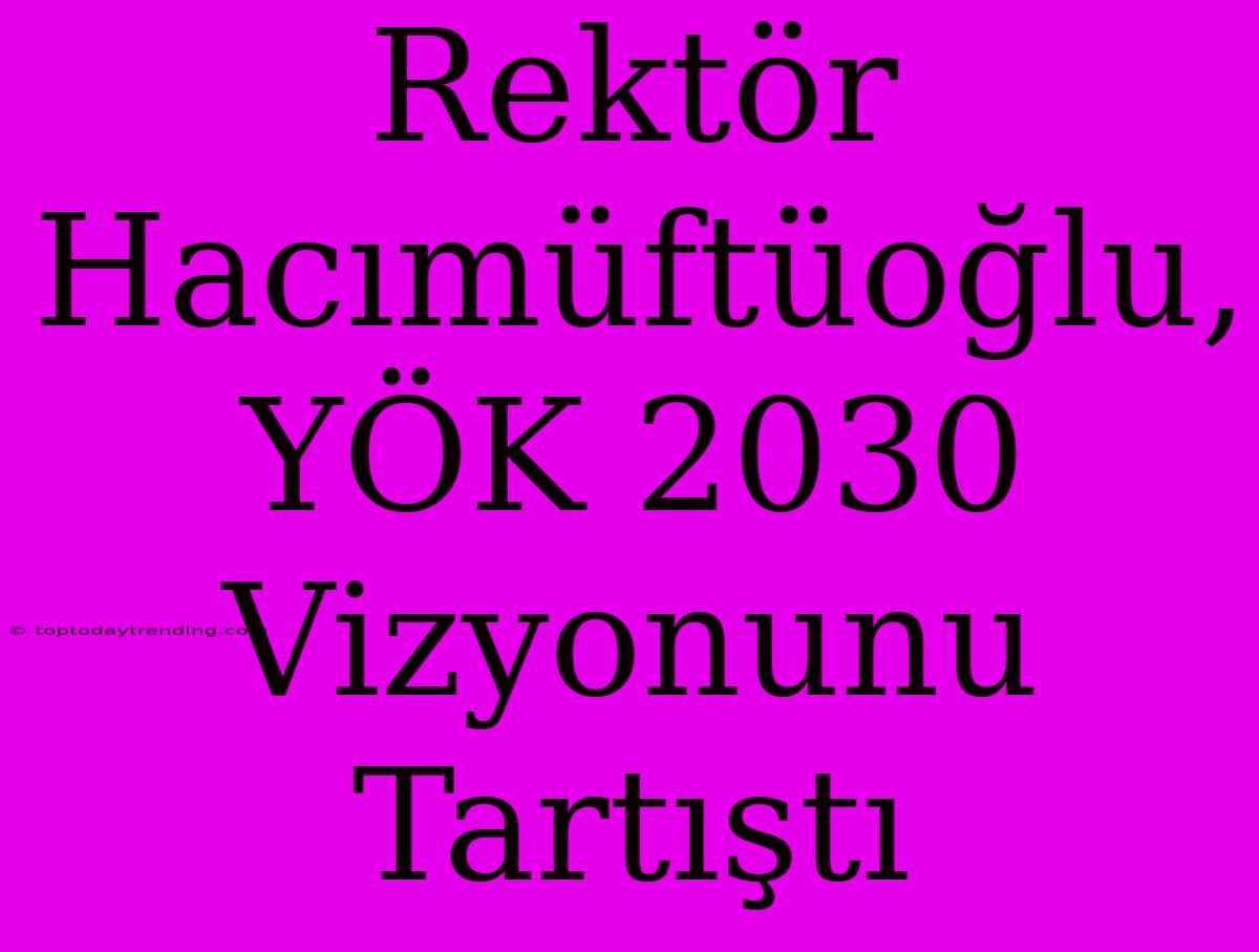 Rektör Hacımüftüoğlu, YÖK 2030 Vizyonunu Tartıştı