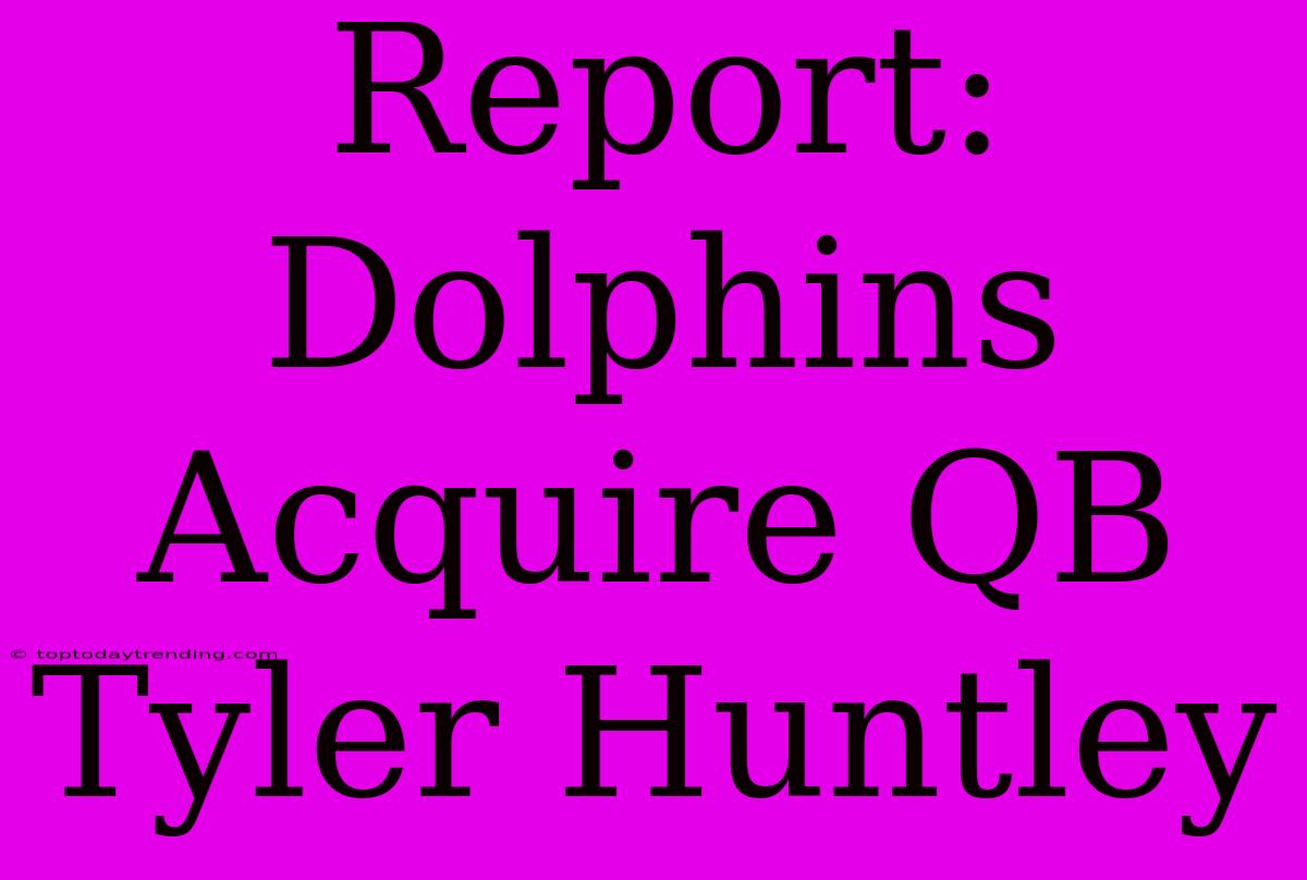 Report: Dolphins Acquire QB Tyler Huntley