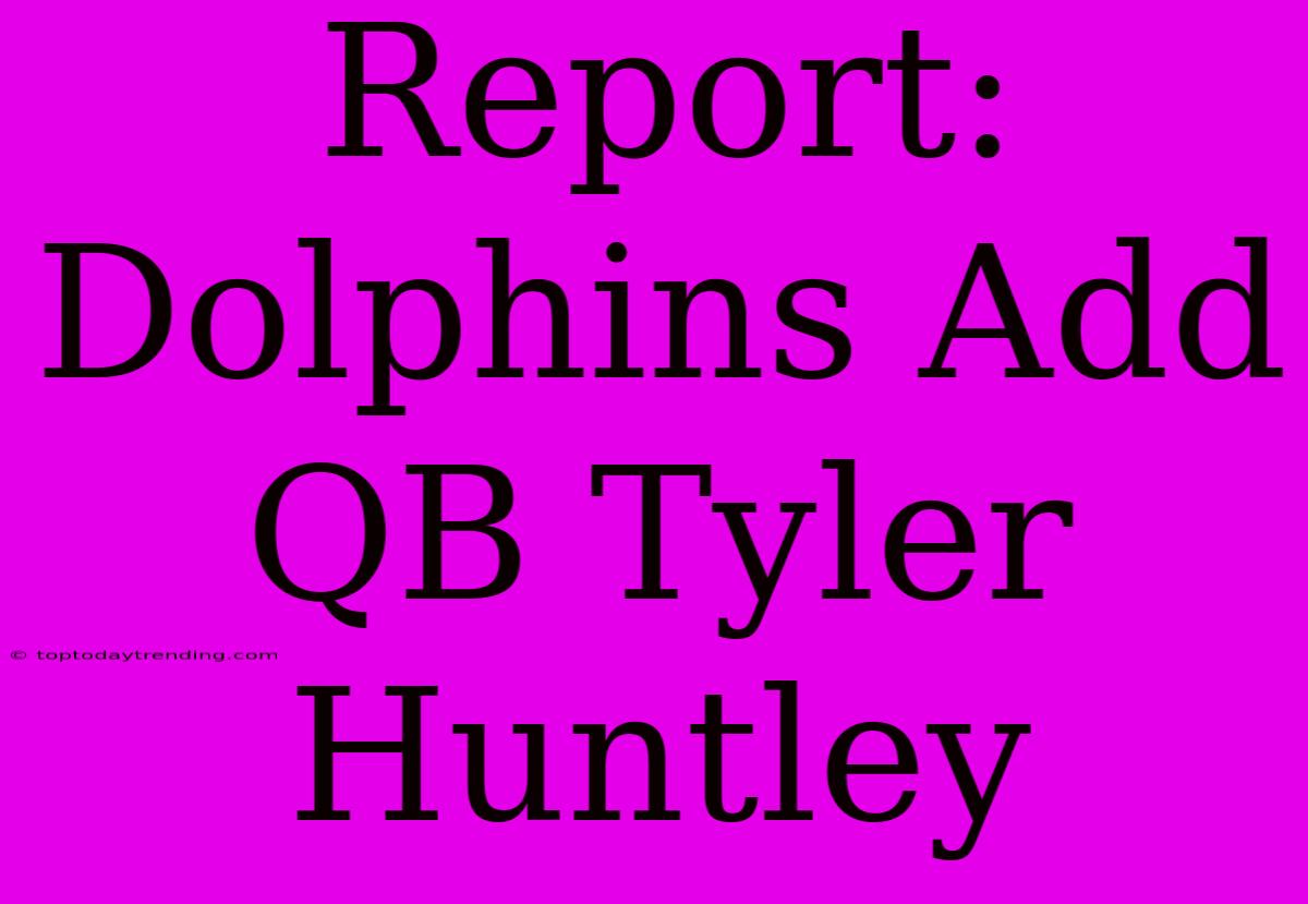 Report: Dolphins Add QB Tyler Huntley