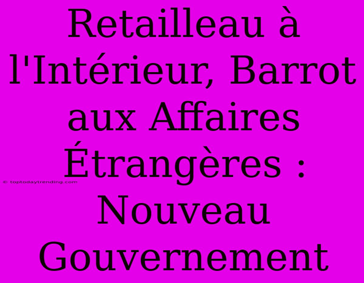 Retailleau À L'Intérieur, Barrot Aux Affaires Étrangères : Nouveau Gouvernement