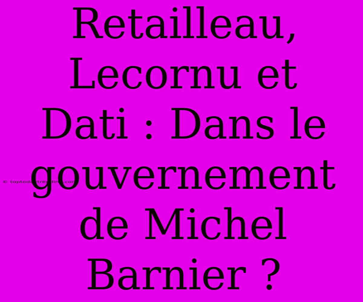 Retailleau, Lecornu Et Dati : Dans Le Gouvernement De Michel Barnier ?