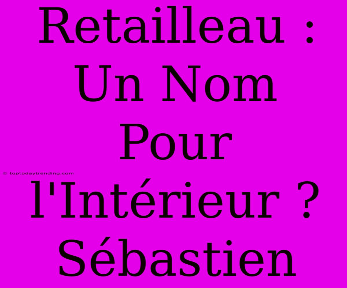 Retailleau : Un Nom Pour L'Intérieur ? Sébastien