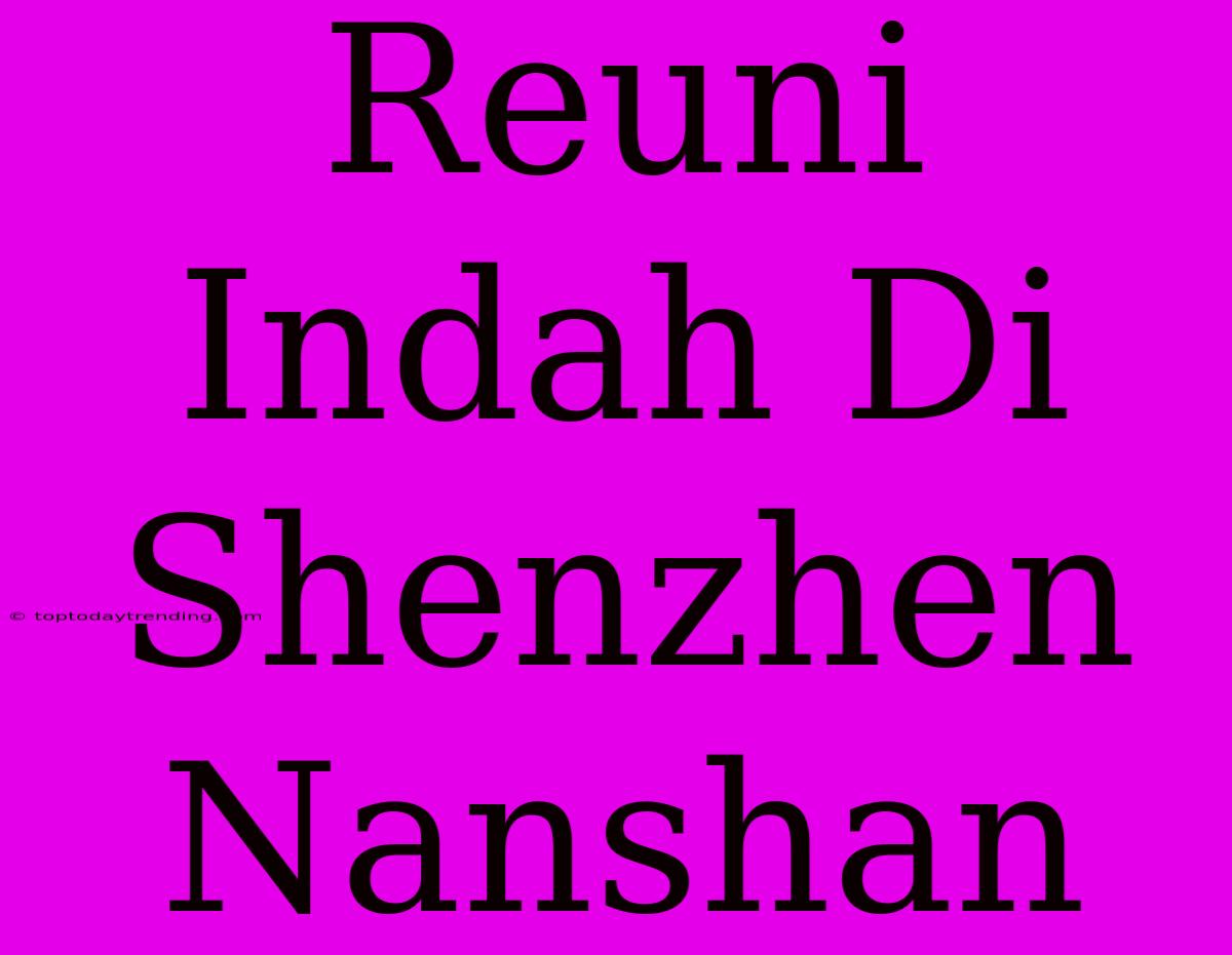 Reuni Indah Di Shenzhen Nanshan