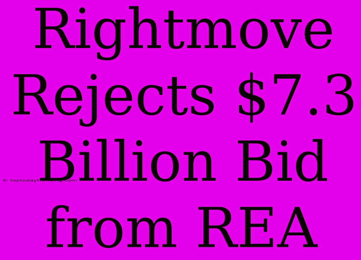 Rightmove Rejects $7.3 Billion Bid From REA