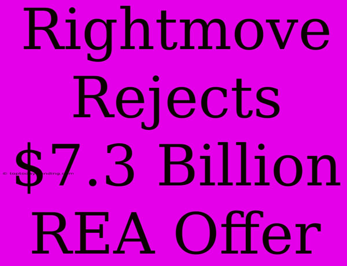 Rightmove Rejects $7.3 Billion REA Offer