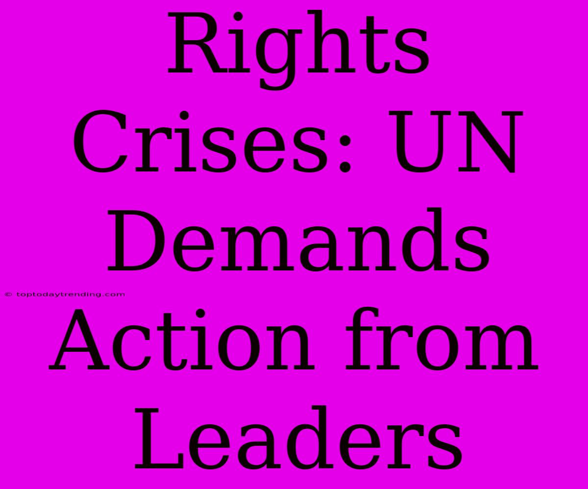 Rights Crises: UN Demands Action From Leaders