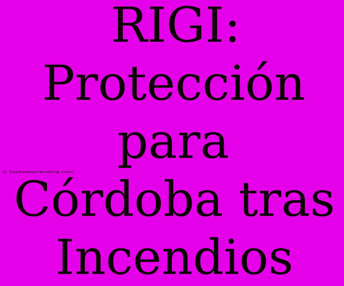 RIGI: Protección Para Córdoba Tras Incendios