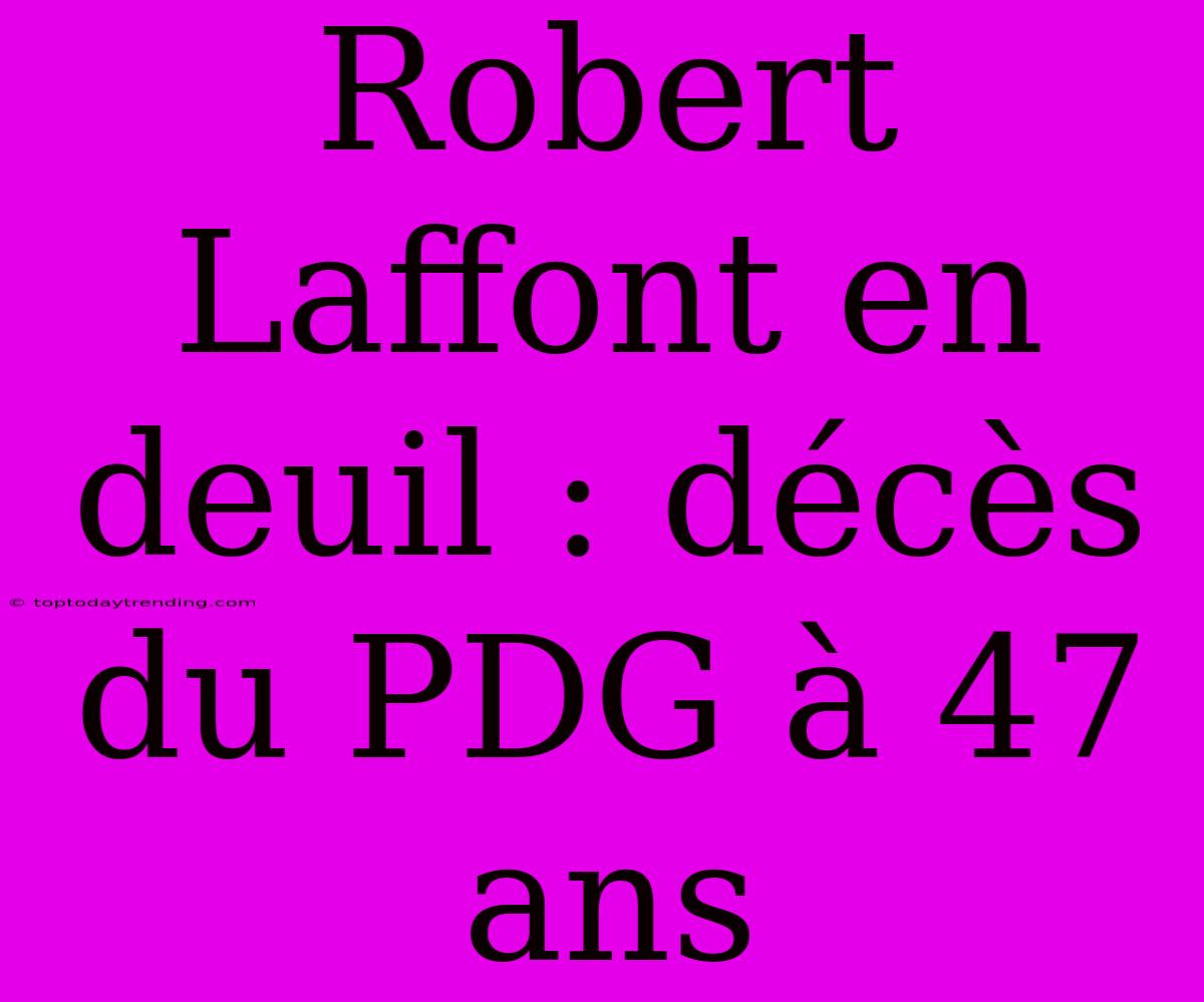 Robert Laffont En Deuil : Décès Du PDG À 47 Ans