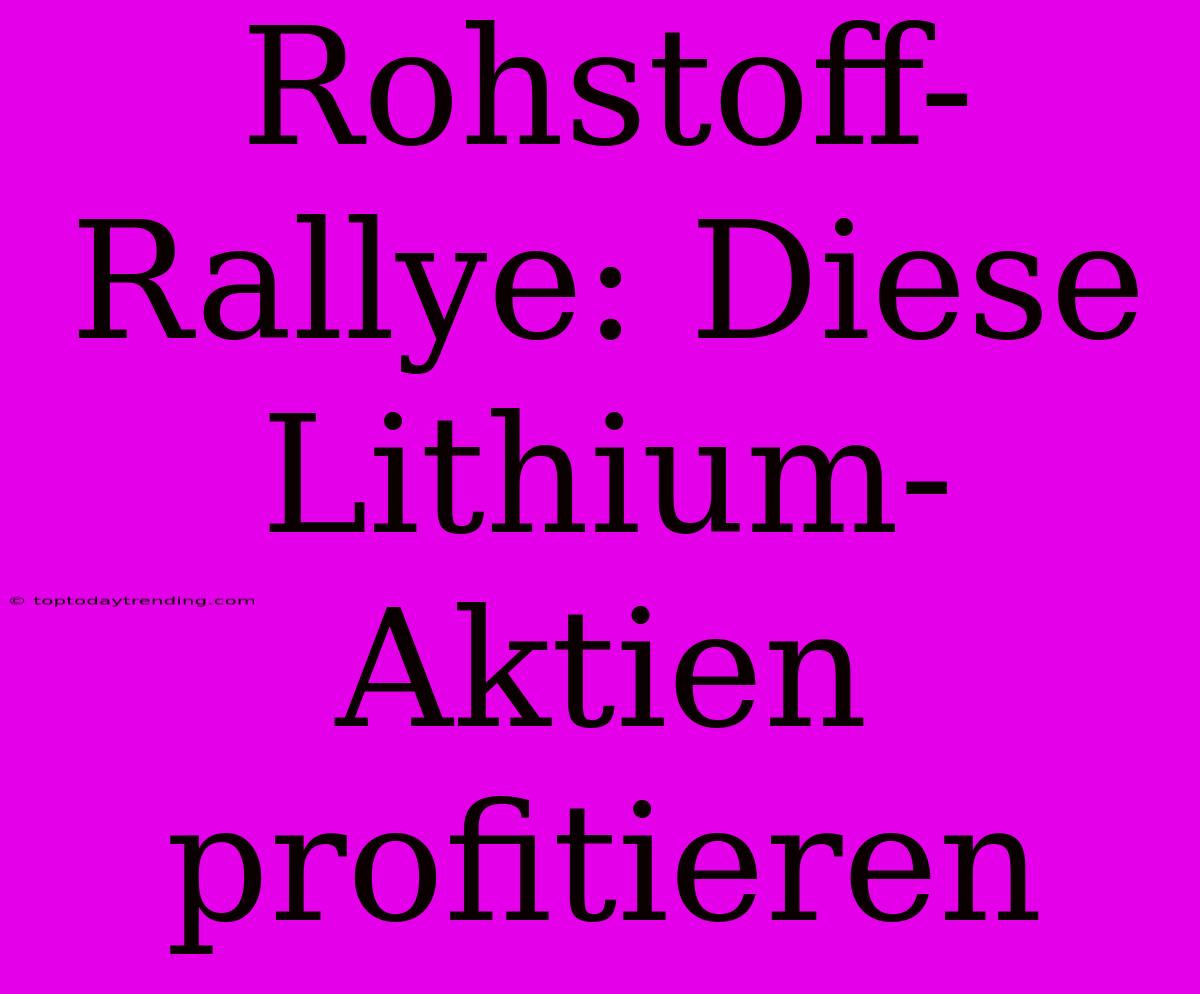 Rohstoff-Rallye: Diese Lithium-Aktien Profitieren