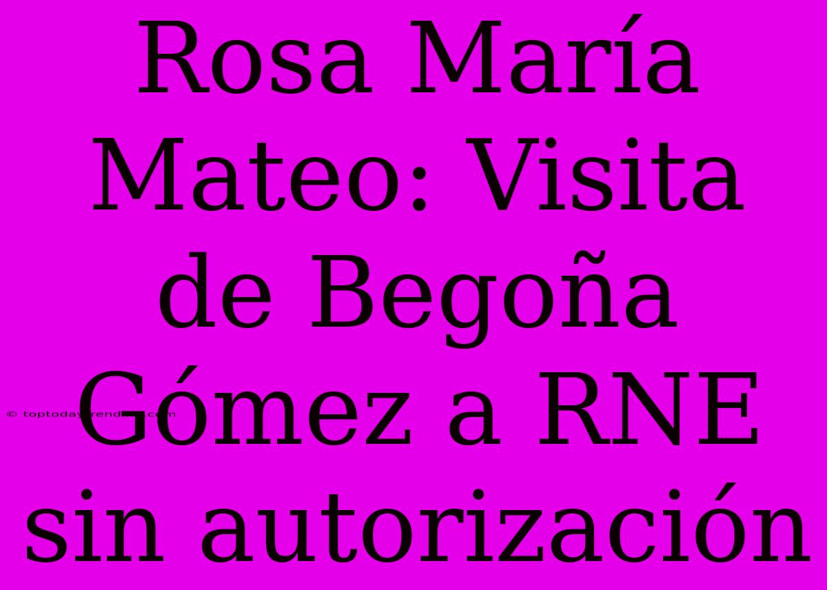 Rosa María Mateo: Visita De Begoña Gómez A RNE Sin Autorización