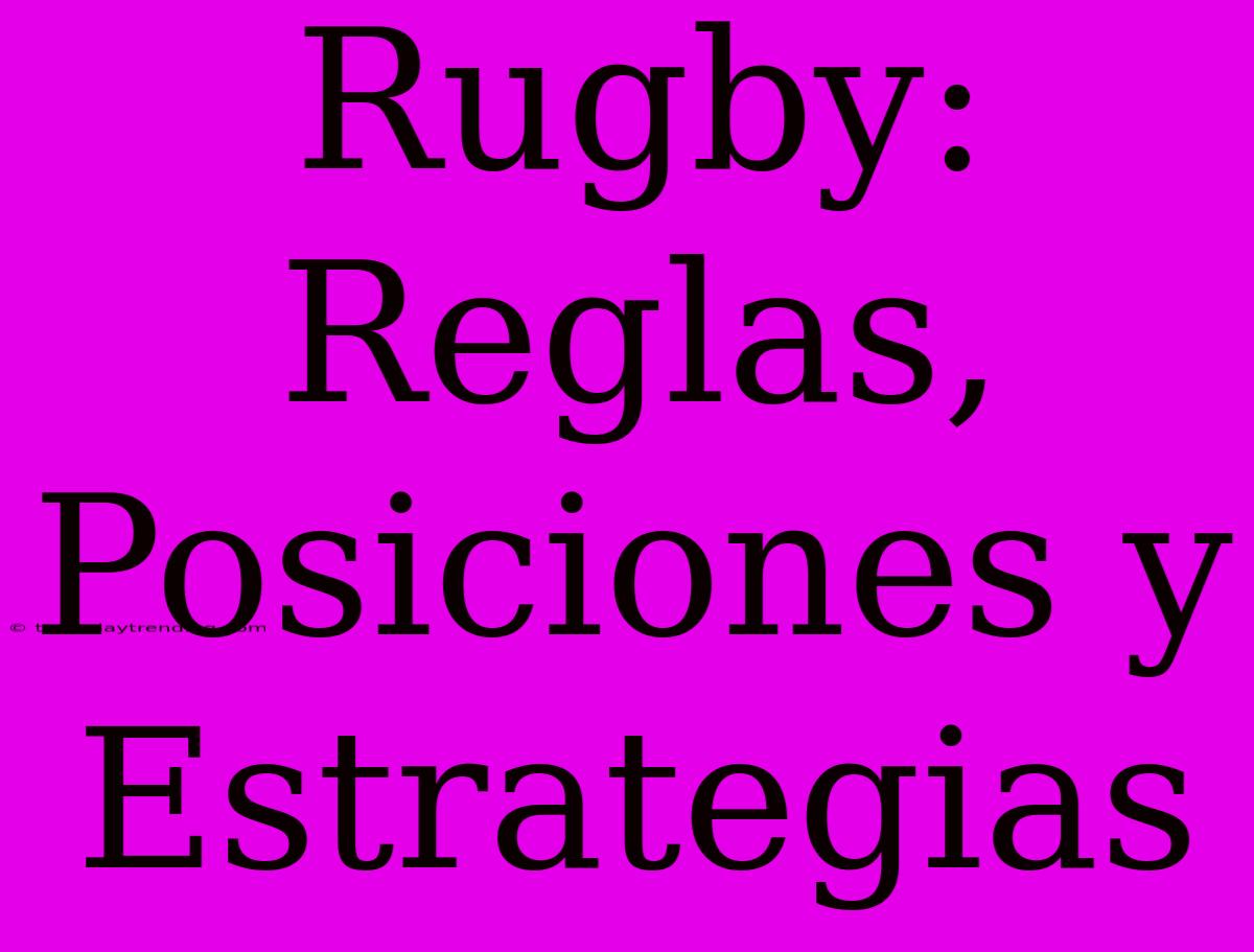 Rugby: Reglas, Posiciones Y Estrategias