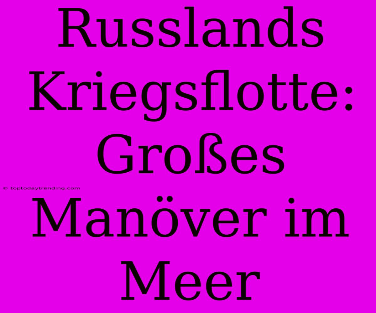 Russlands Kriegsflotte: Großes Manöver Im Meer