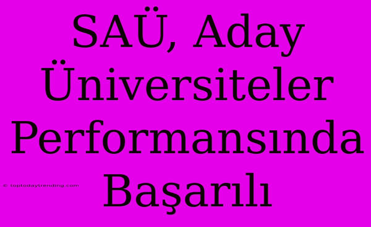 SAÜ, Aday Üniversiteler Performansında Başarılı