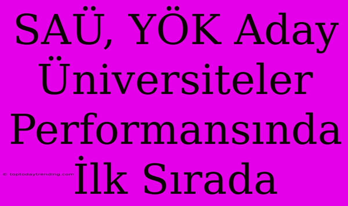 SAÜ, YÖK Aday Üniversiteler Performansında İlk Sırada