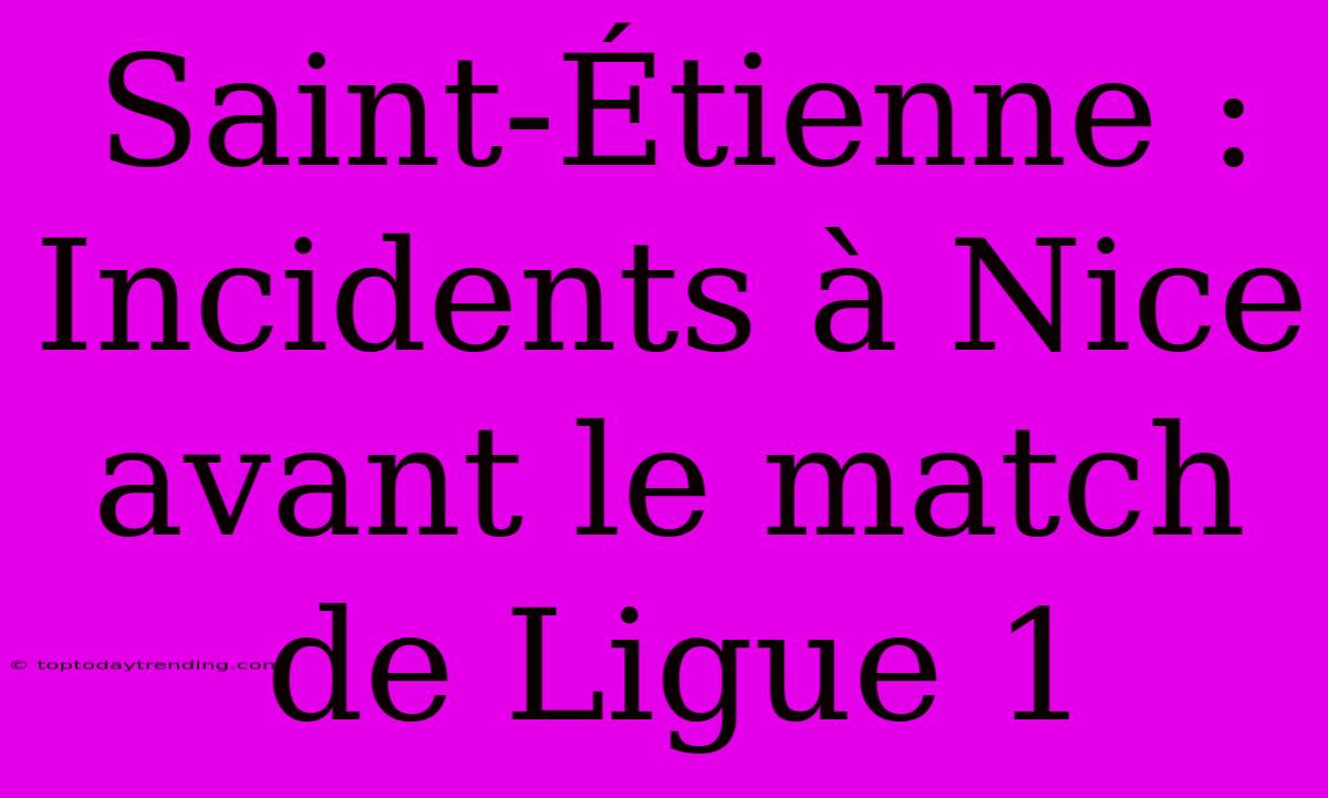 Saint-Étienne : Incidents À Nice Avant Le Match De Ligue 1