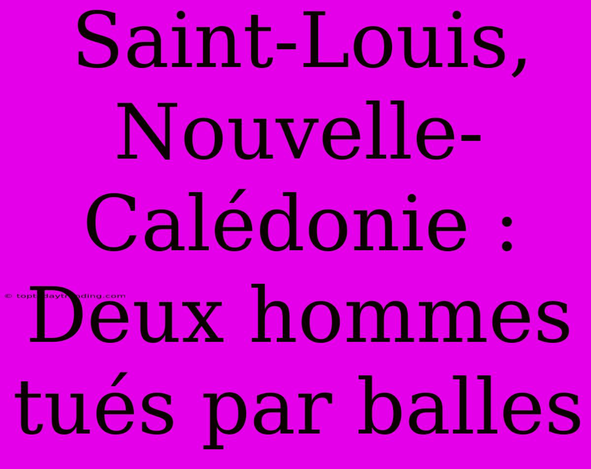 Saint-Louis, Nouvelle-Calédonie : Deux Hommes Tués Par Balles