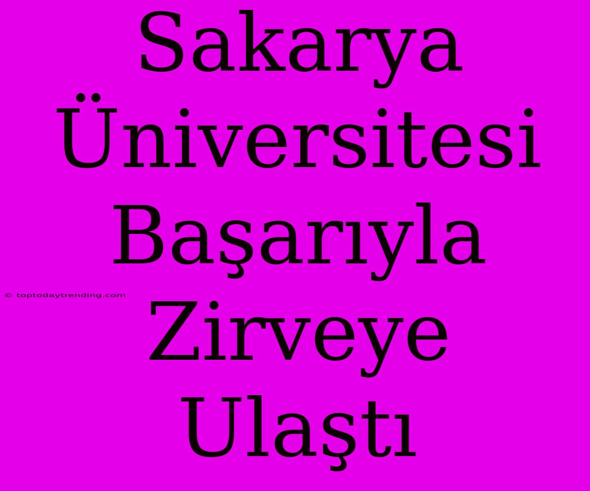 Sakarya Üniversitesi Başarıyla Zirveye Ulaştı