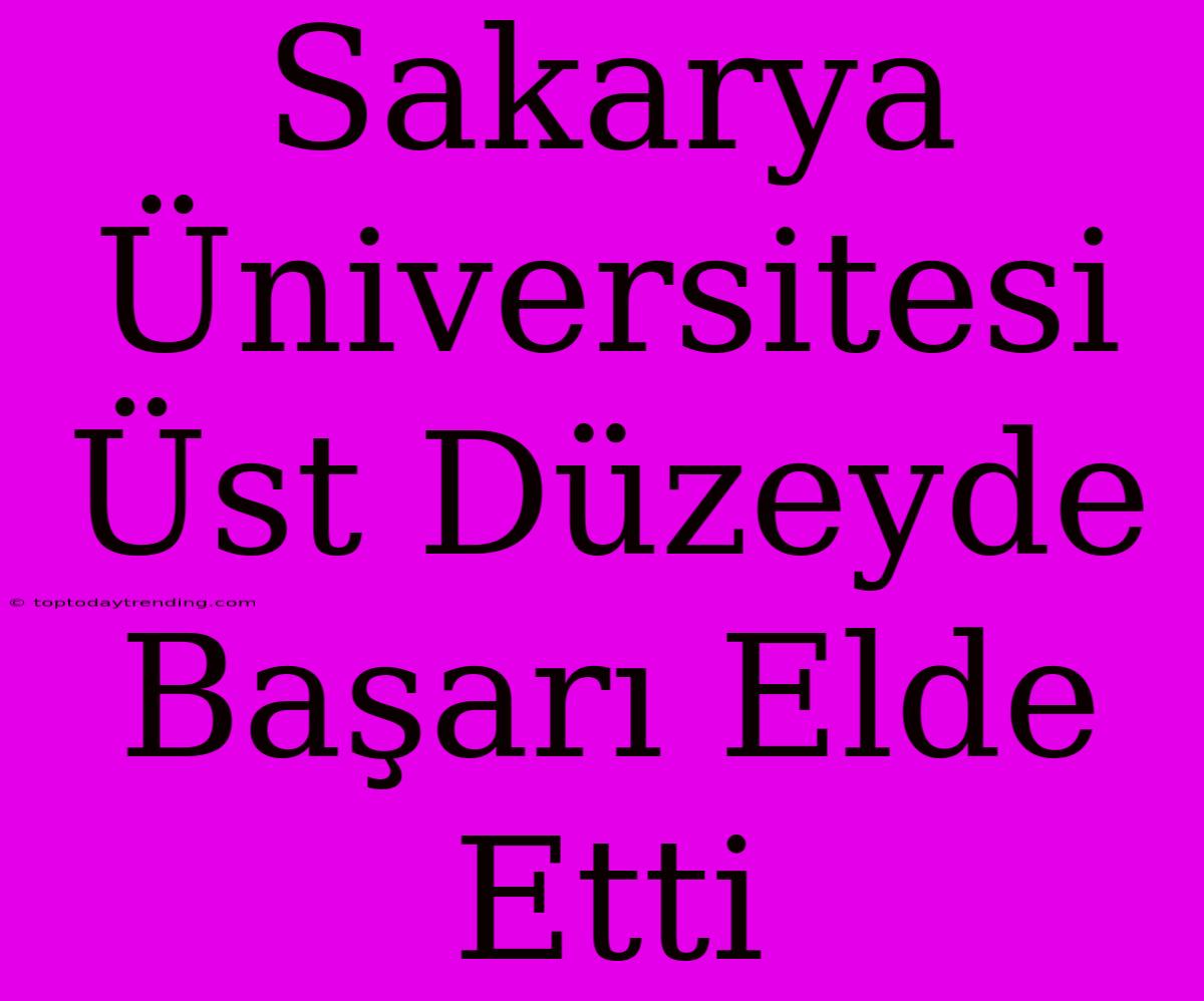 Sakarya Üniversitesi Üst Düzeyde Başarı Elde Etti