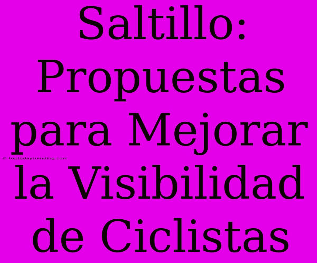 Saltillo: Propuestas Para Mejorar La Visibilidad De Ciclistas