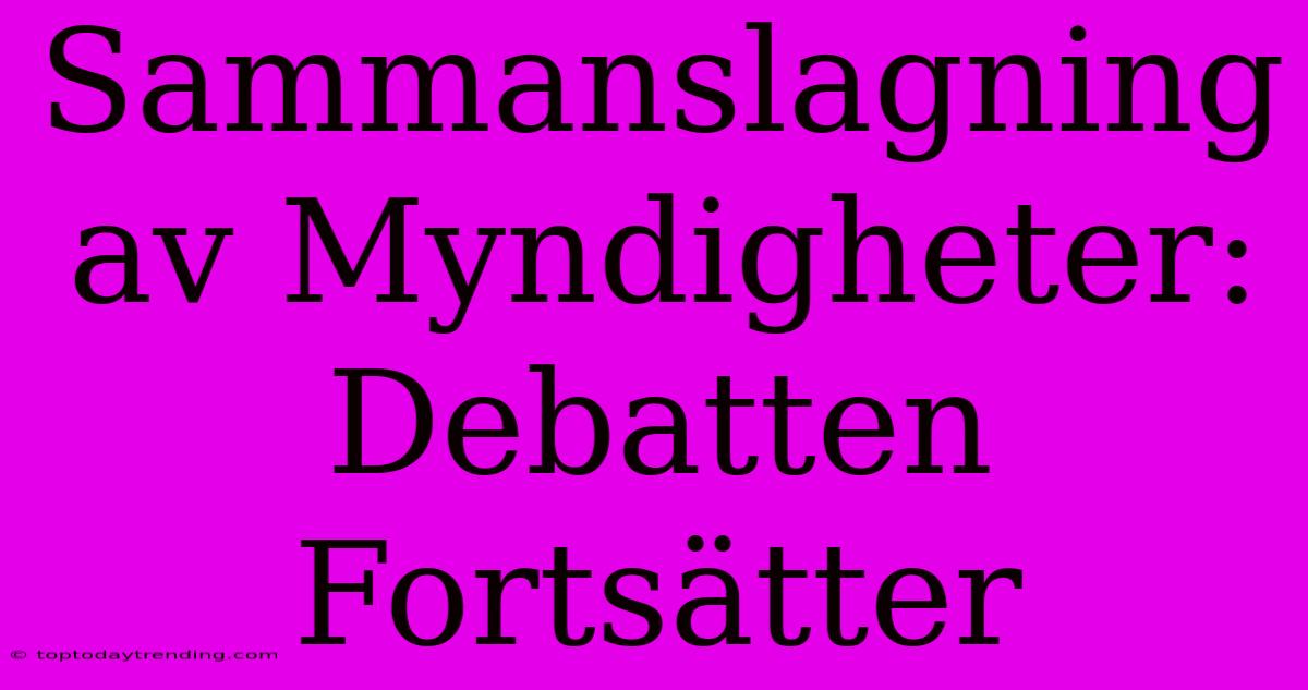 Sammanslagning Av Myndigheter: Debatten Fortsätter